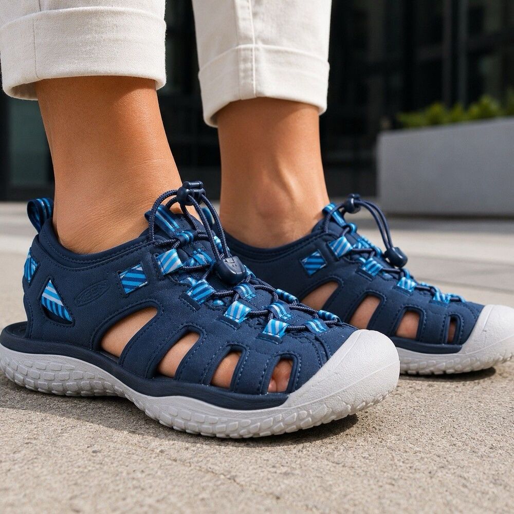 KEEN Solr Hiking Sandals Blue Water Trail Outdoor Sport‎ 1022453 Womens 7